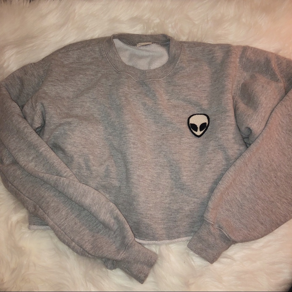 brandy melville cropped alien sweatshirt